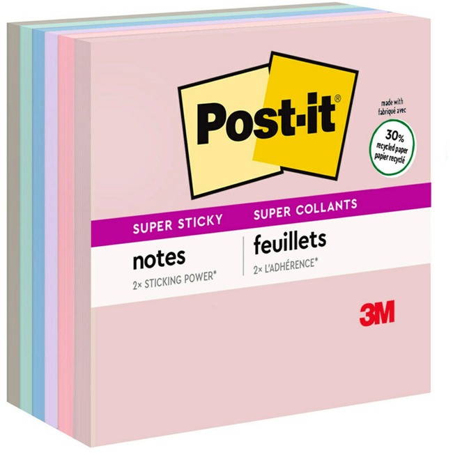 Post-it Super Sticky Recycled Notes, 3 in x 3 in, Bali Color Collection