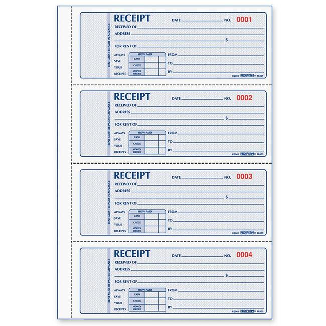 Rediform 3-pt Carbonless Rent Receipt Book