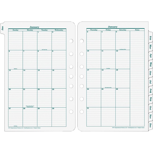 Franklin Covey Original Planning Sys Monthly Refill Tabs