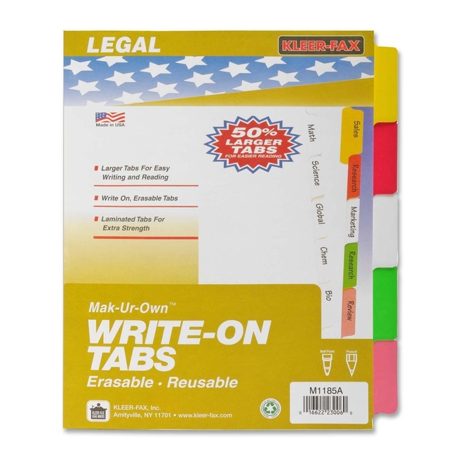 Kleer-Fax Laminated Tab Write-on Index Dividers