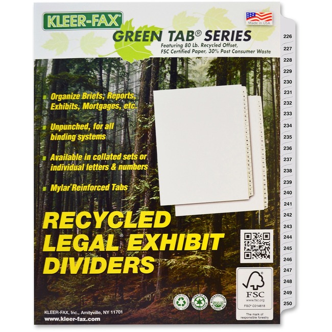 Kleer-Fax Letter-size Printed Index Dividers