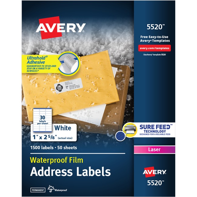 Avery WeatherProof Mailing Labels with TrueBlock Technology