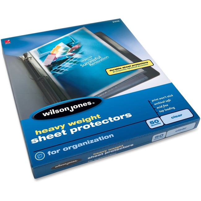 Wilson Jones® Heavy Weight Top-Loading Sheet Protectors, Clear, 50/Box