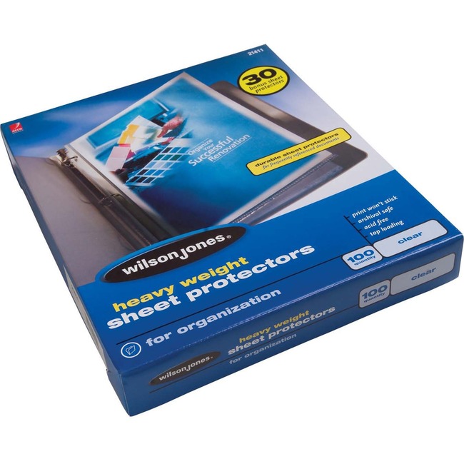 Wilson Jones® Heavy Weight Top-Loading Sheet Protectors, Clear, 100/Box