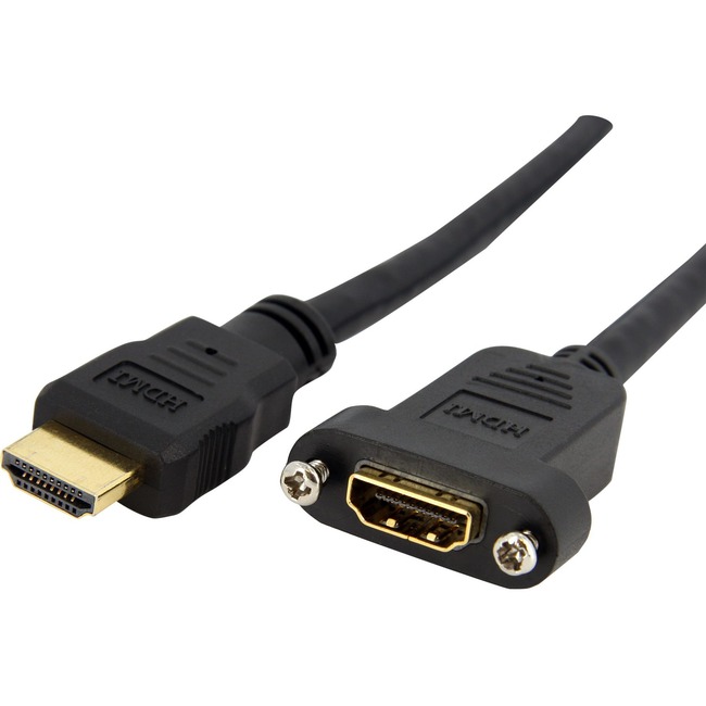 StarTech.com 3ft HDMI Female to Male Adapter, 4K High Speed Panel Mount HDMI Cable, HDMI Female to Male, HDMI Panel Mount Connector Cable