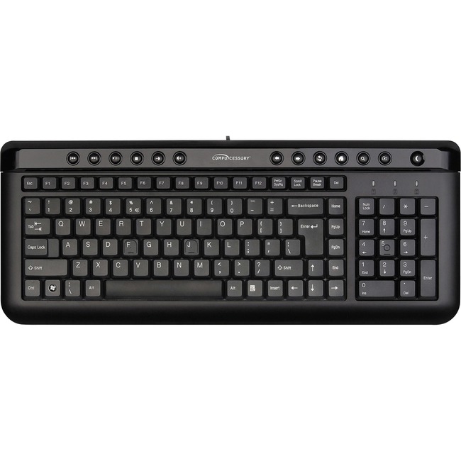 Compucessory Slimline Multimedia Corded Keyboard