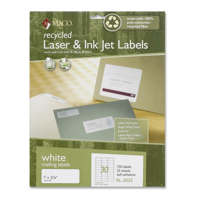 Maco Recy High-qlty Laser & Inkjet Mailing Labels