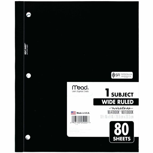 Mead 05222 1-Subject Wireless Notebook