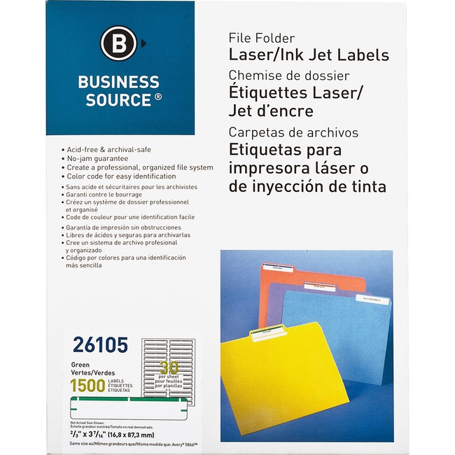 Business Source Laser/Inkjet File Folder Labels
