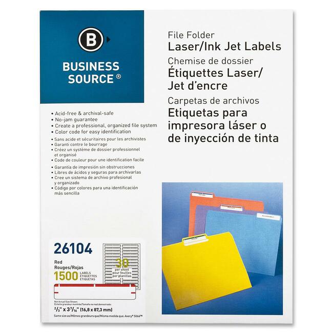 Business Source Laser/Inkjet File Folder Labels