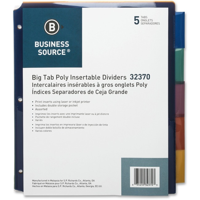 Business Source Double Pocket Index Dividers