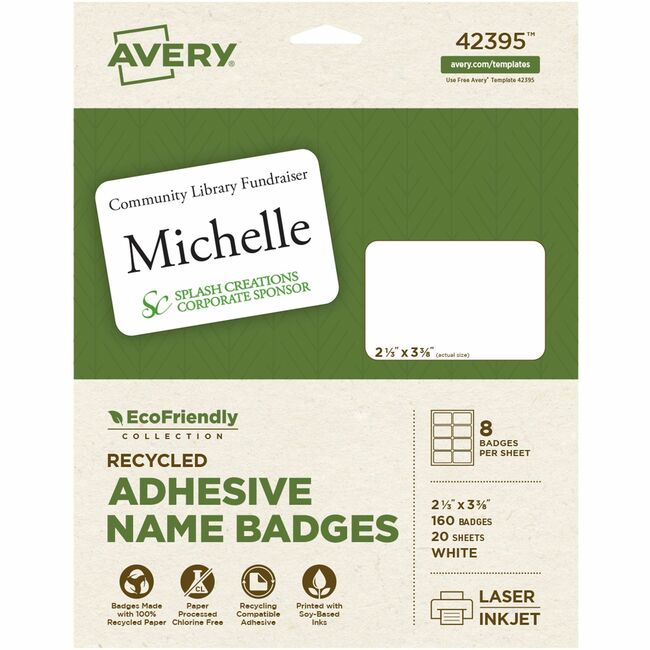 Avery EcoFriendly Adhesive Name Badge Labels