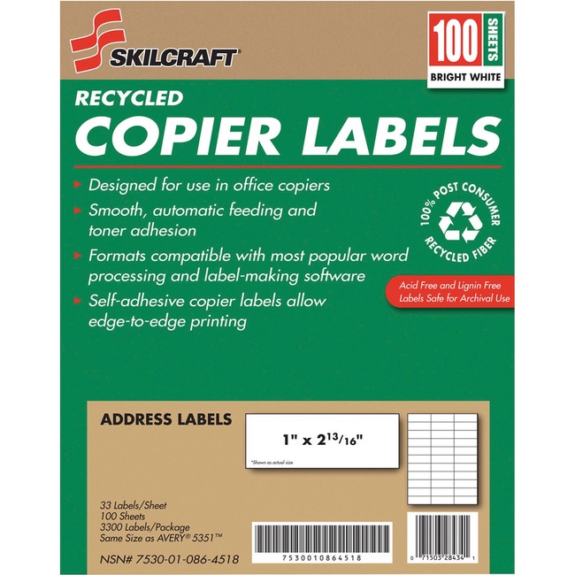 SKILCRAFT Recycled Copier Label