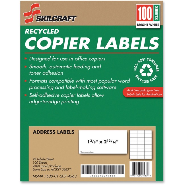 SKILCRAFT Recycled Copier Label