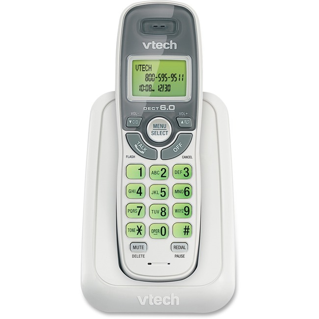 VTech CS6114 DECT 6.0 Cordless Phone with Caller ID/Call Waiting, White with 1 Handset