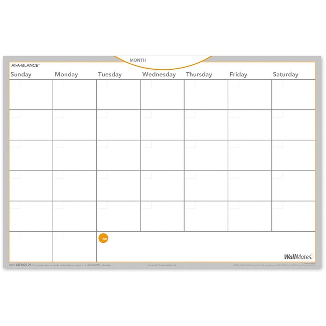 At-A-Glance WallMates Self-Adhesive Dry Erase Monthly Plan Surface