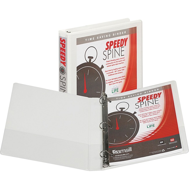 Samsill White Speedy Spine View D-Ring Binder