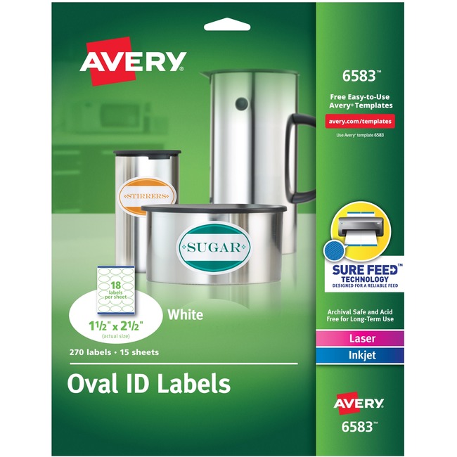 Avery White Oval Labels