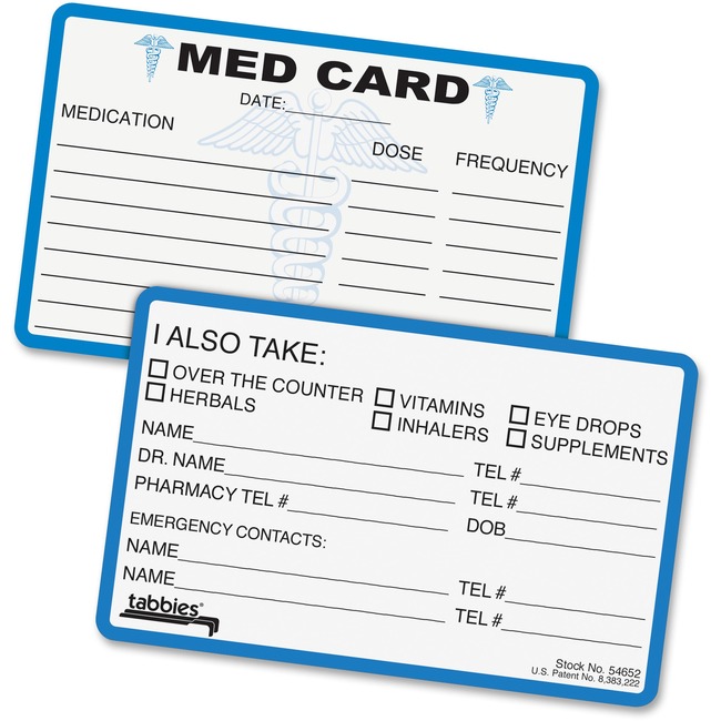 Tabbies Medical Information Cards