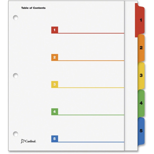 Cardinal Extra Wide Table of Content 5-Tab Dividers