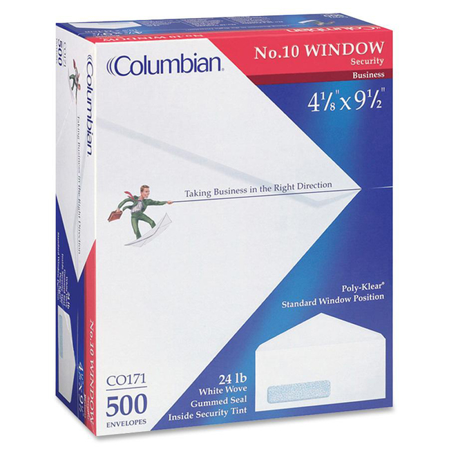 Columbian Poly-Klear Windowith Security Envelopes