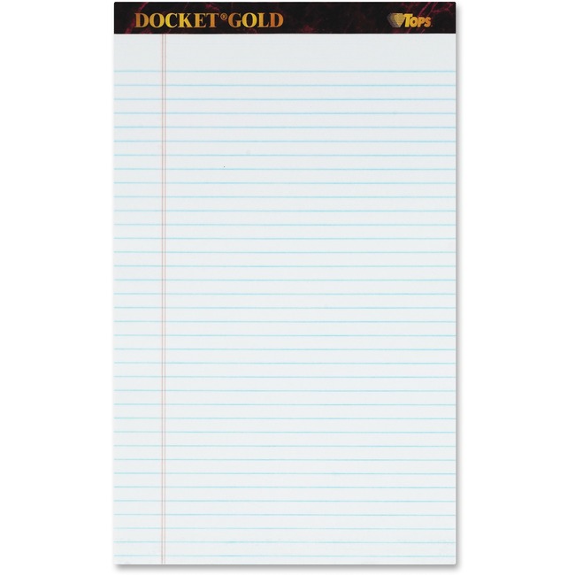 TOPS Docket Gold Legal Rule White Writing Tablet - Legal