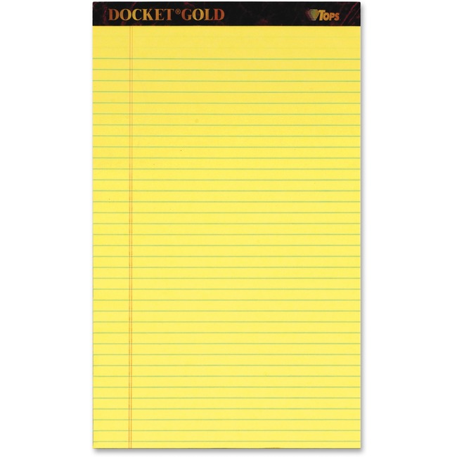TOPS Docket Gold Legal Rule Canary Writing Tablet - Legal