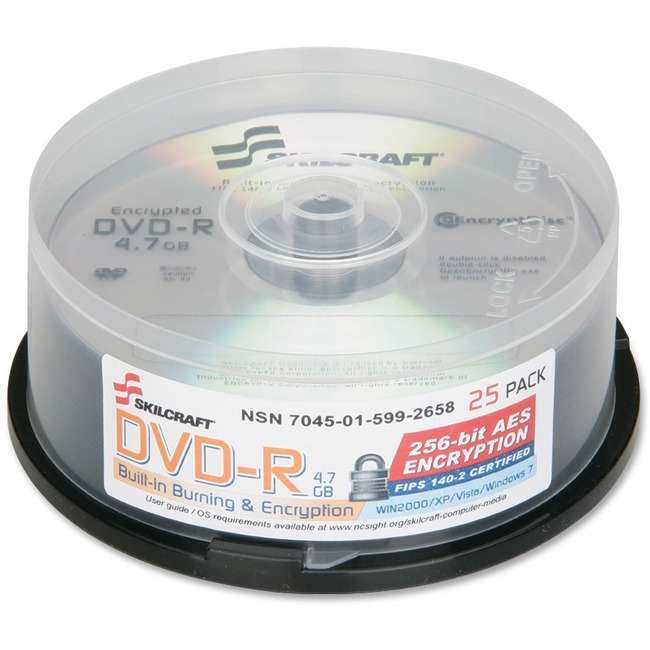 SKILCRAFT DVD Recordable Media - DVD-R - 8x - 4.70 GB - 25 Pack Spindle