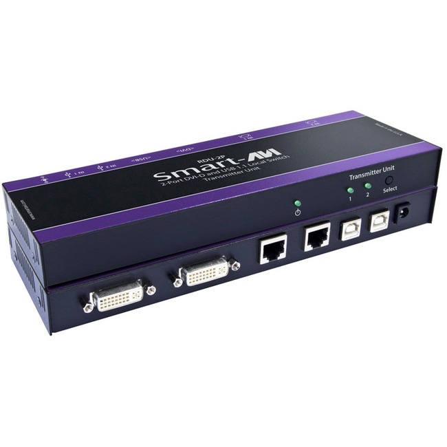 2-PORT DVI-D AND USB SWITCH WITH INTEGRATED CAT6 STP EXTENDER. INCLUDES: RDU-2P-
