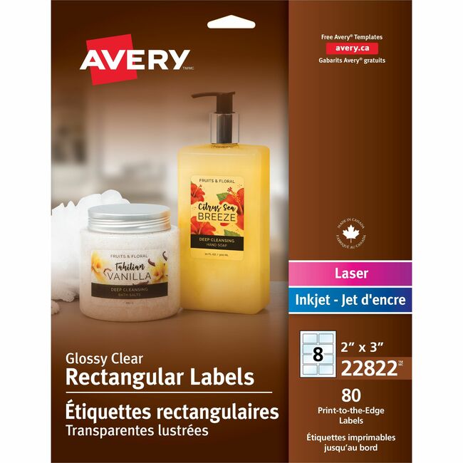 Avery Glossy Clear Print-to-the-Edge Rectangular Labels