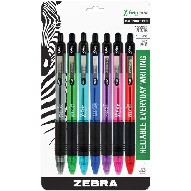 Zebra Pen Z-Grip Neon Retractable Ballpoint Pens