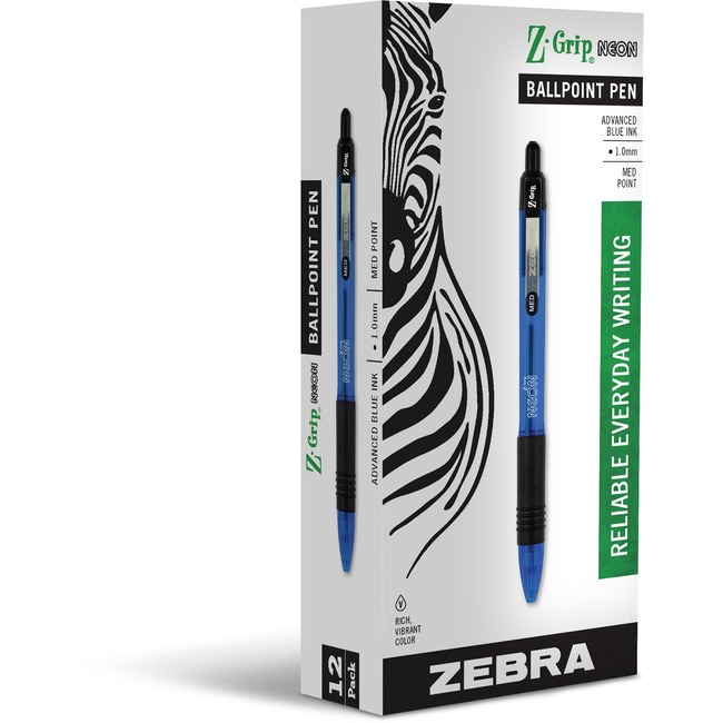 Zebra Pen Z-Grip Neon Retractable Ballpoint Pens