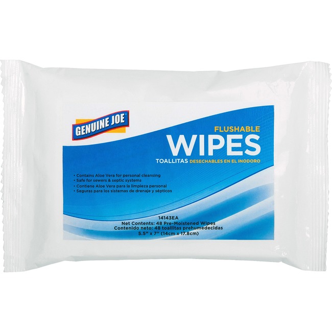 Genuine Joe Flushable Personal Cleansing Wipes