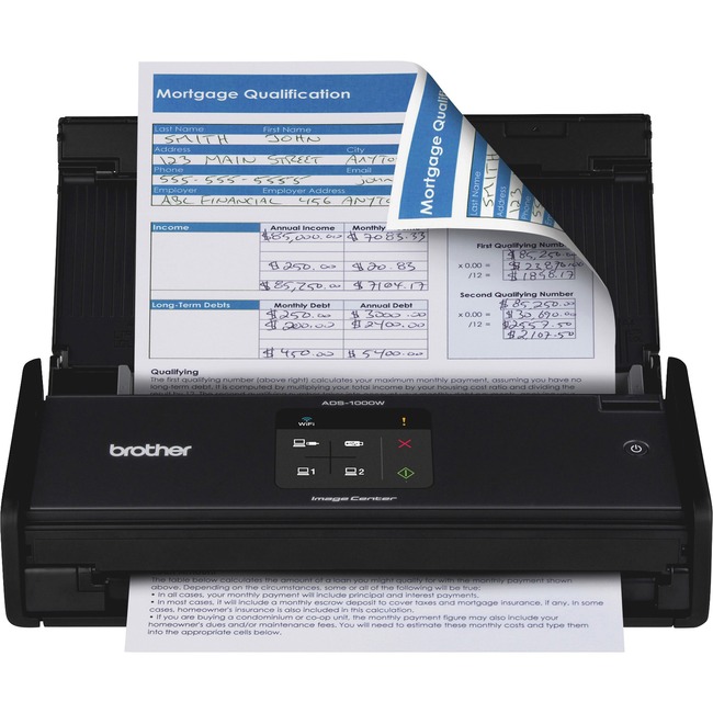 Brother ImageCenter™ ADS-1000W Compact - Color - Desktop Scanner with Duplex and Wireless Networking