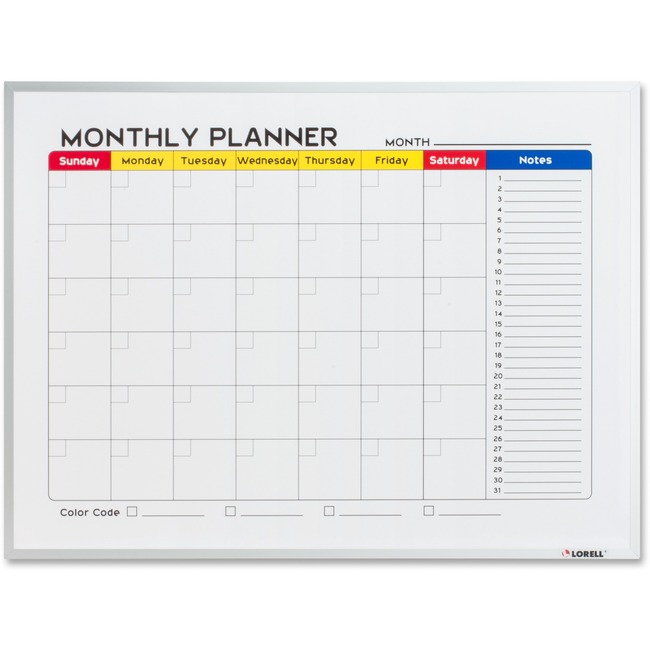 Lorell Dry-Erase Magnetic Planner Board