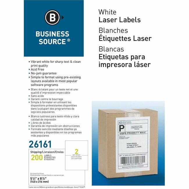 Business Source Bright White Premium-quality Internet Shipping Labels
