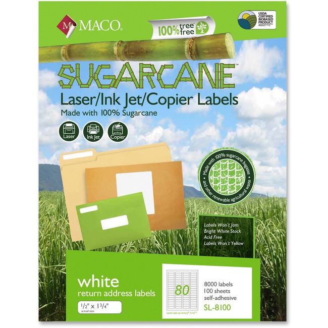 MACO Laser / Ink Jet File / Copier Sugarcane Return Address Labels