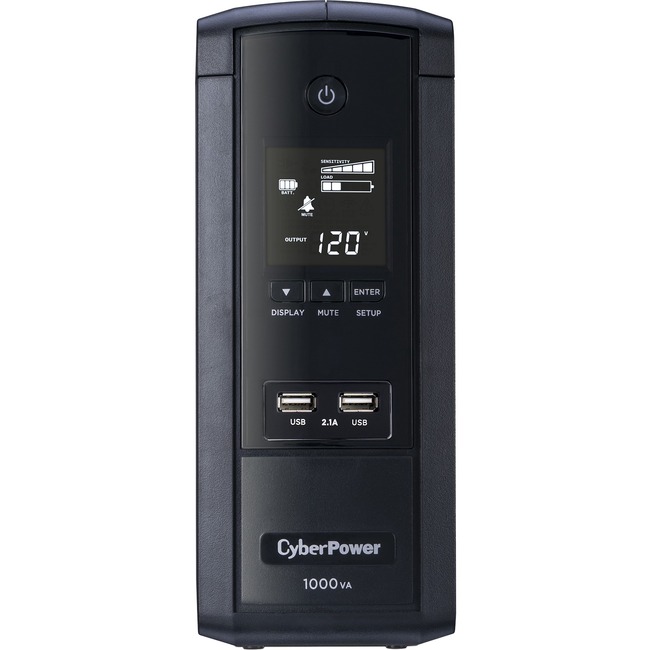 CyberPower 1000VA BRG1000AVRLCD UPS with 600W, AVR, LCD, and 2.1 USB Charging