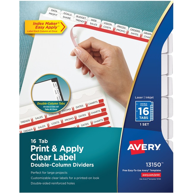 Avery Index Maker Print & Apply Clear Label Double Column Dividers