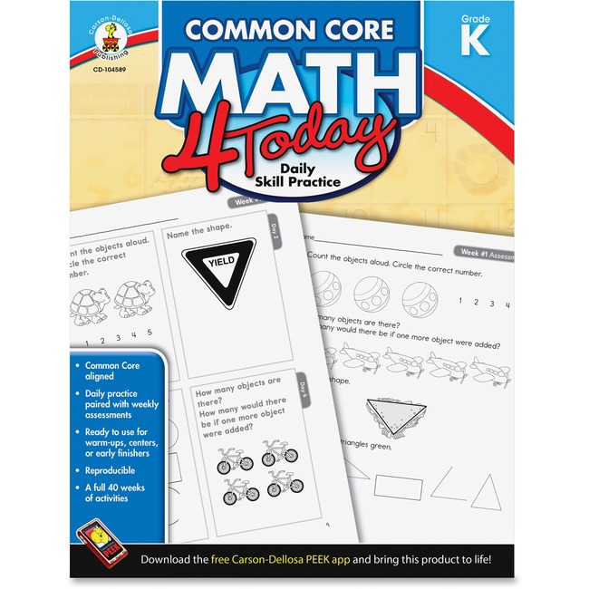 Carson-Dellosa Gr K Common Core Math 4 Today Workbook Education Printed Book for Mathematics - English