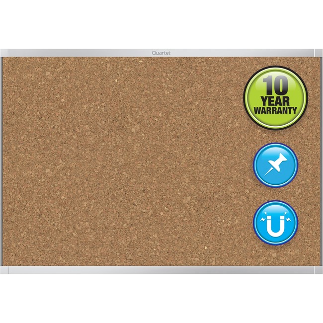 Quartet® Prestige® 2 Magnetic Cork Bulletin Board, 6' x 4', Silver Finish Aluminum Frame