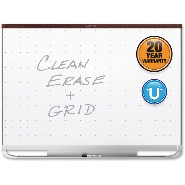 Quartet® Prestige® 2 Total Erase®Magnetic Whiteboard, 4' x 3', Mahogany Finish Frame