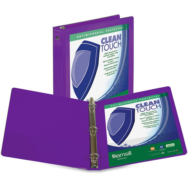 Samsill Purple Clean Touch Antimicrobial View Binder