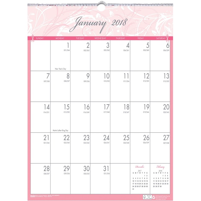 House of Doolittle Breast Cancer Awareness Wall Calendar