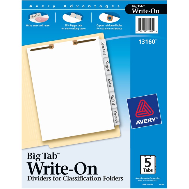 Avery® Big Tab Write On Dividers for Classification Folders