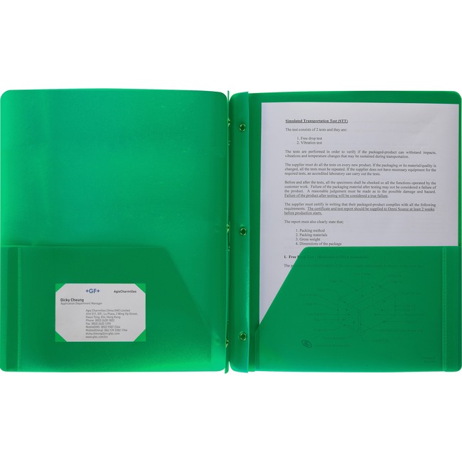 Business Source 3-Hole Punched Poly Portfolios