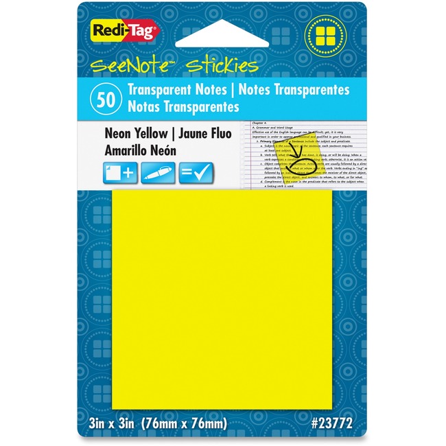 Redi-Tag SeeNote Stickies Neon Transparent Notes