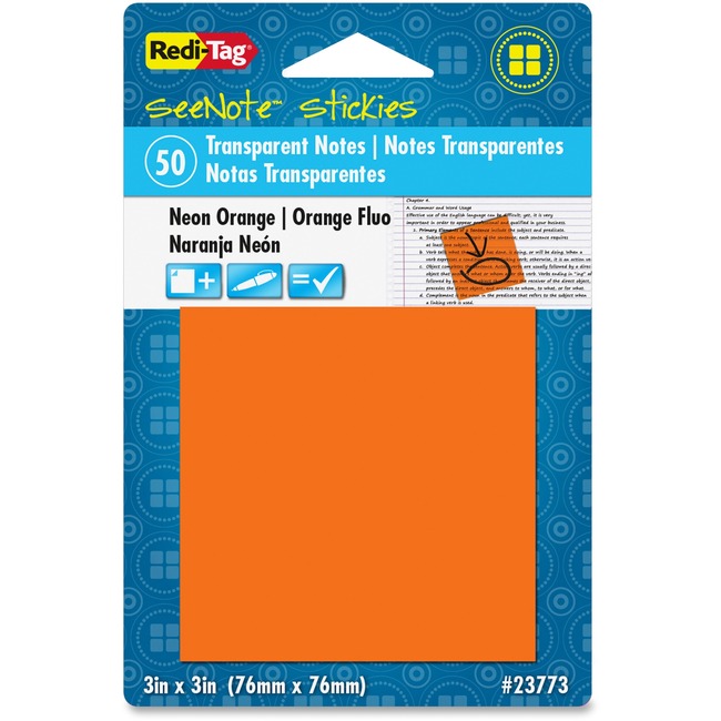 Redi-Tag SeeNote Stickies Neon Transparent Notes