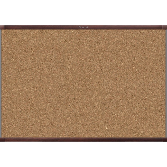 Quartet® Prestige® 2 Magnetic Cork Bulletin Board, 3' x 2', Mahogany Finish Aluminum Frame