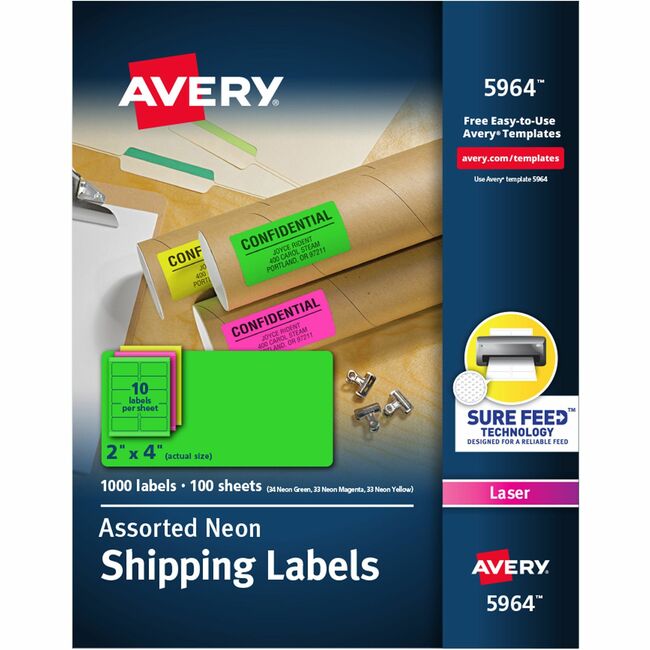 Avery® Neon Shipping Labels